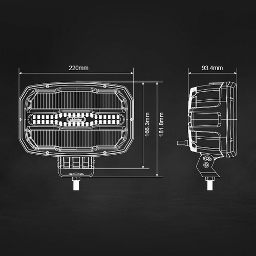 Rozmerový výkres Chiming WL-473 – šírka 220 mm, výška 166,3 mm, hĺbka 93,4 mm, výška s držiakom 181,8 mm