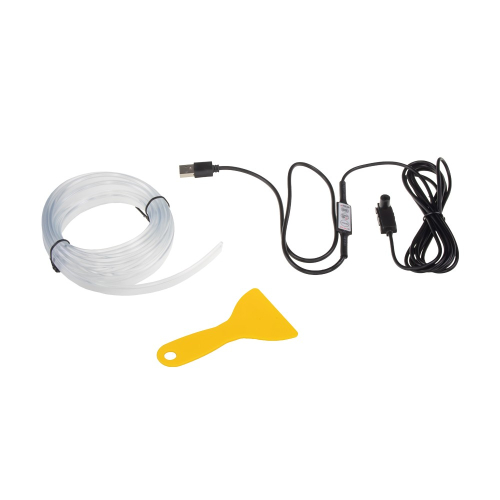 RGB LED svetlovod 3 m – obsah balenia: svetlovod, USB kábel s ovládačom, montážna lopatka
