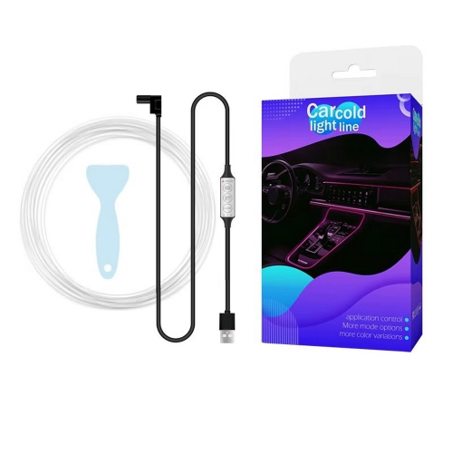 Balenie RGB ambientného osvetlenia Carcold Light Line – svetlovod, ovládač, lopatka