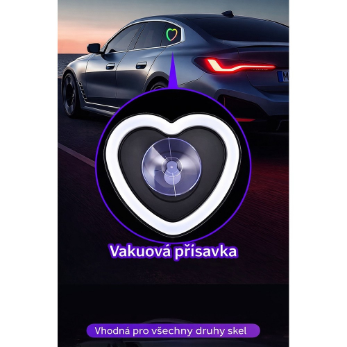 Detail vakuovej prísavky LED srdca – montáž bez poškodenia na akékoľvek sklo