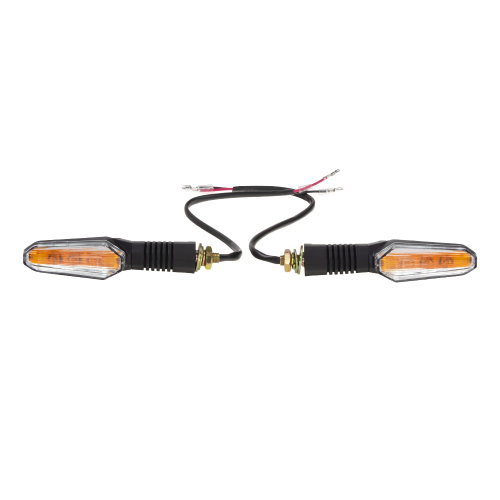 LED smerovka na motocykel – rozsvietená, oranžové svetlo, priesvitný kryt, ECE R50