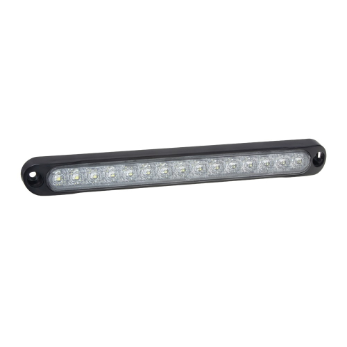 LED cúvacie svietidlo – čelný pohľad, 15 LED diód, priehľadný kryt, čierne telo ABS