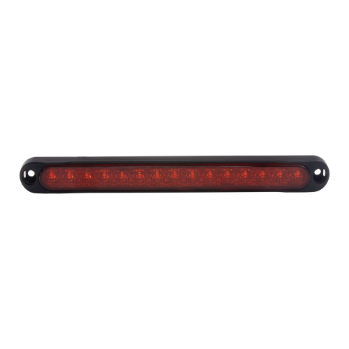 LED zadné svietidlo – čelný pohľad, 15 LED diód, červený kryt, čierne telo ABS
