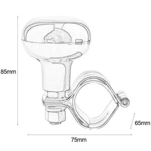 Rozmery otočnej gule na volant – výška 85 mm, šírka 75 mm, hĺbka 65 mm