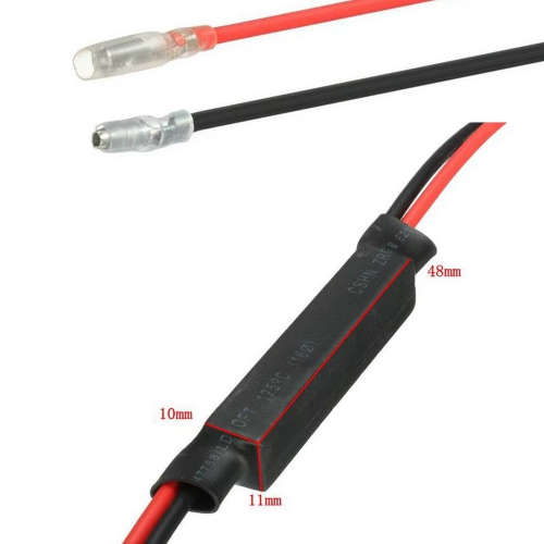 Cementový výkonový rezistor LED smerovky – rozmery puzdra 48 × 11 × 10 mm