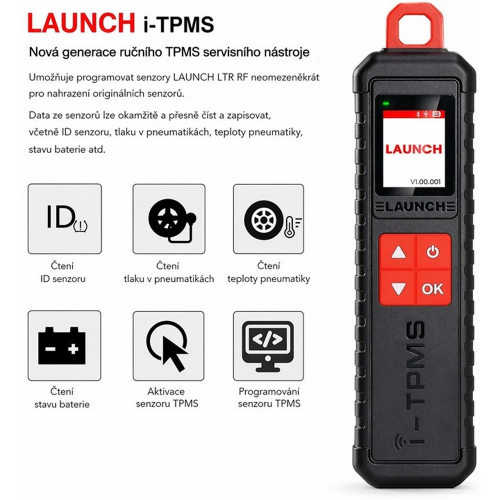LAUNCH i-TPMS tester TPMS senzorov – farebný LCD displej, červené ovládacie tlačidlá