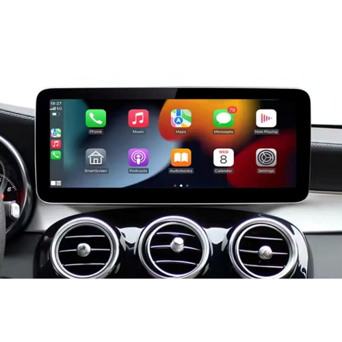 Multimediální 12,3" Android monitor Mercedes-Benz C W205 – zobrazení Apple CarPlay, pohled v interiéru
