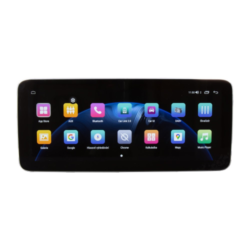 Přehled aplikací Android monitoru Mercedes-Benz – CarPlay, DAB+, Bluetooth, Google