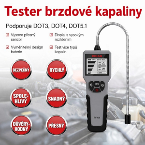 Tester brzdovej kvapaliny EDIAG BF200 – DOT3, DOT4, DOT5.1, LCD displej, flexibilná sonda