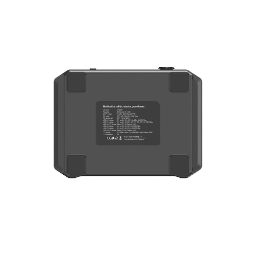 Spodná strana stanice GPS600 s technickými parametrami, certifikátmi CE a údajmi výrobcu