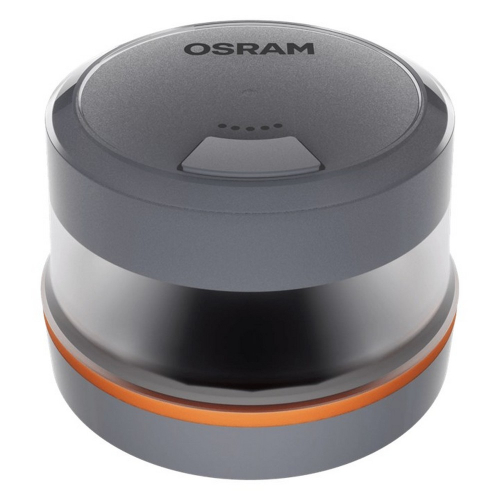 OSRAM LEDguardian Road Flare Signal V16 IoT – výstražné svetlo, pohľad zhora, indikátor batérie a spínač