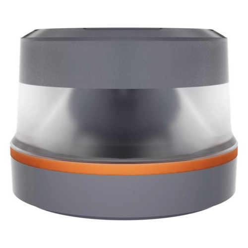 OSRAM LEDguardian V16 IoT – výstražný modul vypnutý, pohľad zboku, oranžový pásik a priehľadný kryt