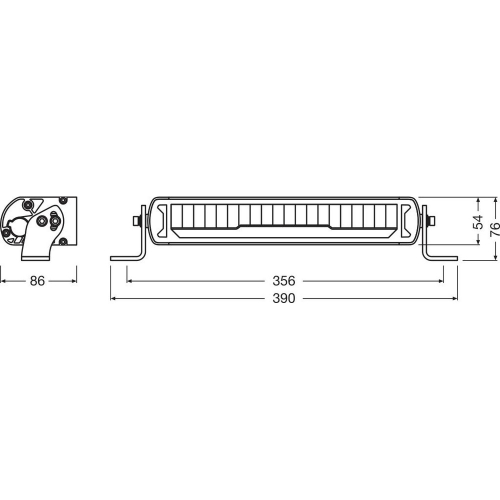 OSRAM LED rampa Lightbar MX250-CB technický výkres rozmerov