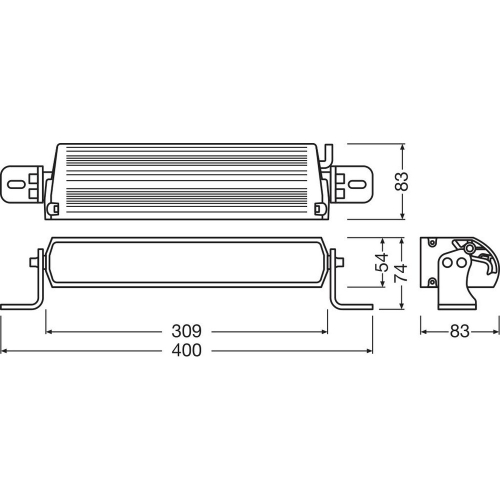 OSRAM LED rampa Lightbar FX250-SP GEN 2 technický výkres