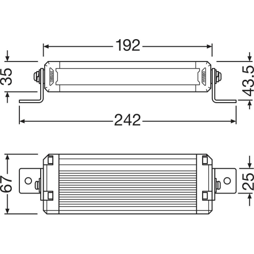 OSRAM LED rampa Lightbar VX180-SP SR technický výkres bočných držiakov