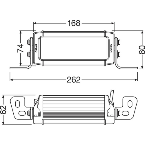 OSRAM LED rampa Lightbar VX180-SP DR bočný detail svietenia