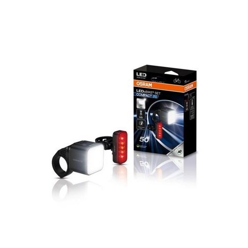 OSRAM cyklistické svetlá LEDsBIKE COMPACT 50 SET rozsvietené s balením