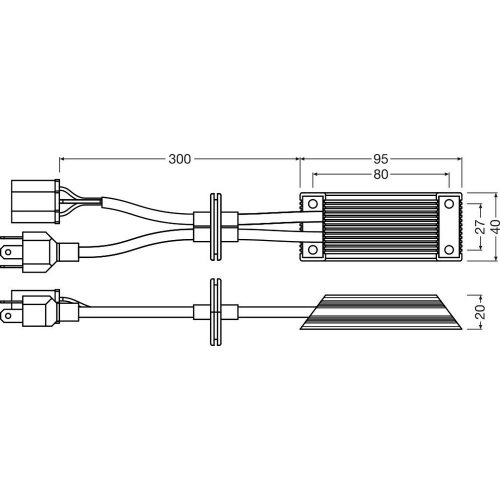 OSRAM H4/H19 LEDriving SMART CANBUS technický nákres rozmerov