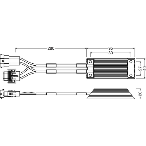 OSRAM H8/H9/H11/H16 LEDriving SMART CANBUS technický nákres rozmerov
