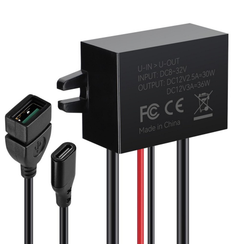 Menič napätia s detailom USB-A a USB-C konektorov