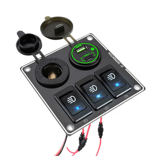 Spínačový panel s USB nabíjaním a pripojovacou kabelážou