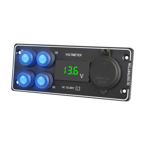 Spínačový panel so 4 podsvietenými spínačmi a krytom USB