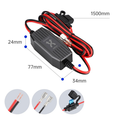 Menič napätia 16 – 80 V / 13 V – rozmery, poistka a voľné vodiče, kábel 1 500 mm