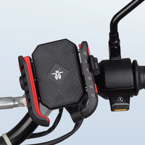 Mechanický držiak telefónu namontovaný na riadidlách motocykla