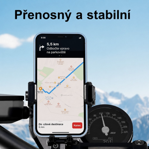Držiak telefónu na motorke s navigáciou počas jazdy