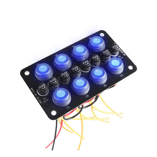 Panel so spínačmi a vyvedenými farebnými vodičmi