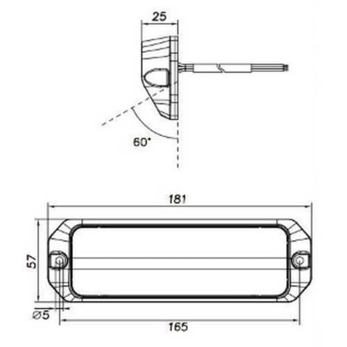 LED svetlo WL-B050 – technický nákres rozmerov