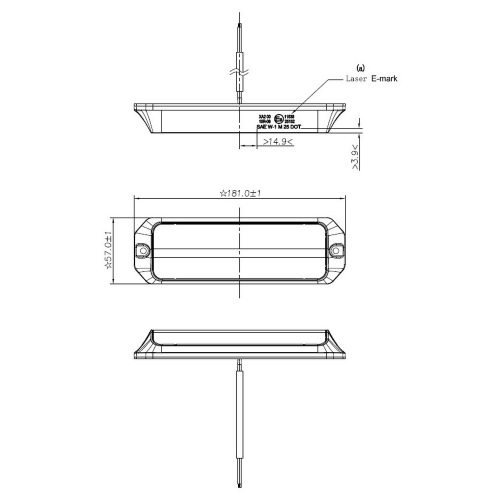 Rozmery LED nástenného svetla 181 × 57 mm