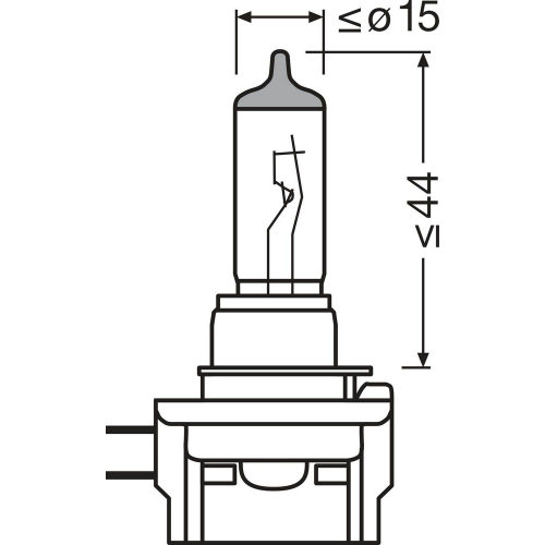 OSRAM ORIGINAL LINE H11B – technický nákres rozmerov