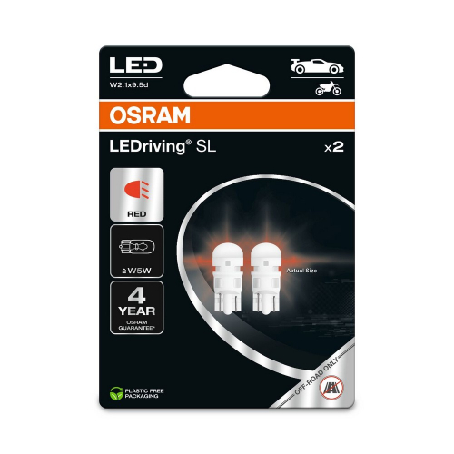 Balenie OSRAM LEDriving SL W5W červené s päticou W2.1x9.5d
