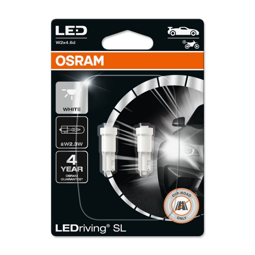 Predná strana balenia OSRAM LEDriving SL T5 W2x4.6d, biele LED žiarovky, 2 ks, off-road použitie