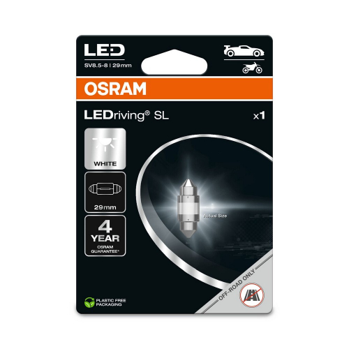 Balenie LED žiarovky OSRAM LEDriving SL C5W s päticou SV8.5-8 a dĺžkou 29 mm