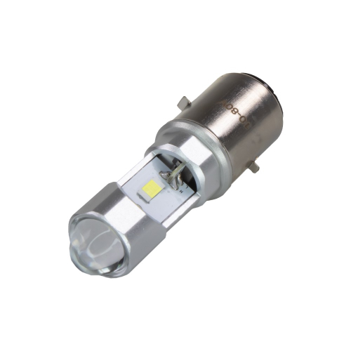 Detail LED žiarovky BA20D s optickou šošovkou