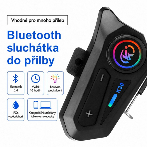 Informačný obrázok Bluetooth slúchadiel do prilby K30 s podporou Bluetooth 5.4, výdržou 16 hodín a krytím IPX6