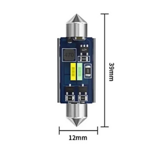 Rozmerový nákres LED žiarovky C5W 39 mm s priemerom 12 mm