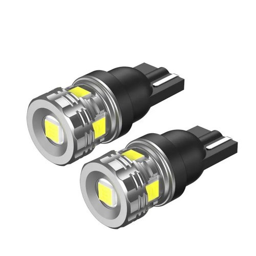 Dvojica LED žiaroviek T10 W5W s čelnou LED šošovkou a bočnými čipmi