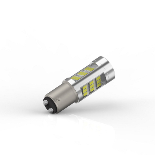 LED žiarovka BAY15D 1157 s 33 bielymi SMD 2835 čipmi a hliníkovým telom