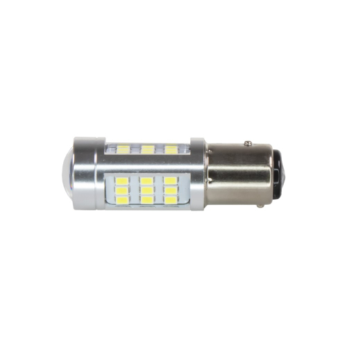 LED žiarovka BAY15D P21/5W s bielymi SMD čipmi a prednou šošovkou
