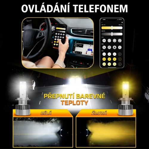 Porovnanie bieleho a žltého svetla s ovládaním cez telefón