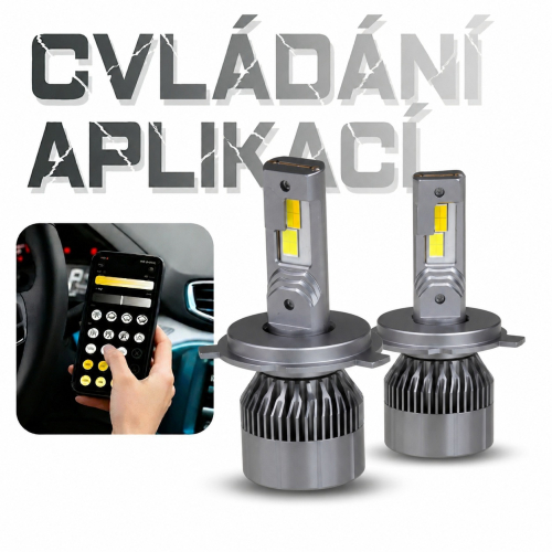 Sada dvoch smart H4 LED žiaroviek s mobilnou aplikáciou