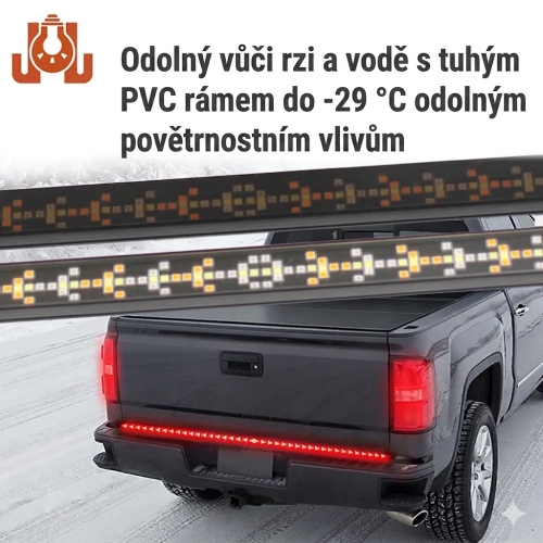 Vodoodolná LED rampa na korbu pickupu v zimných podmienkach