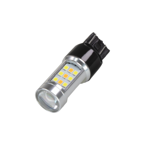 Autožiarovky LED T20 7443 / 12 V / 33 SMD 2835 – Switchback biela/oranžová (2 ks)