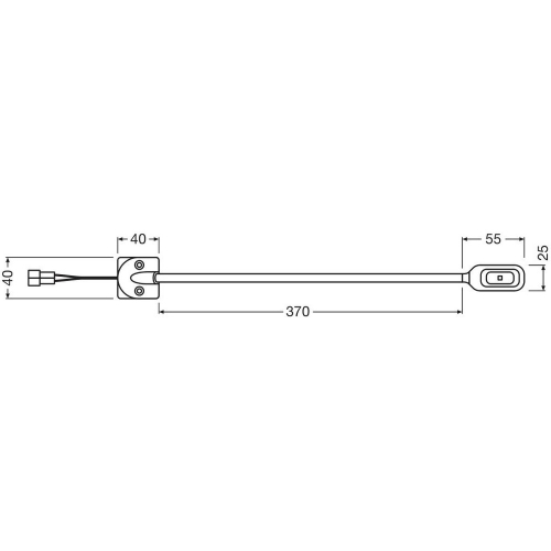 Rozmery LED lampy OSRAM ONYX COPILOT L s ramenom dlhým 370 mm