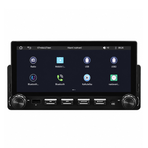 Hlavné menu 1DIN autorádia s Bluetooth, USB a rádiom