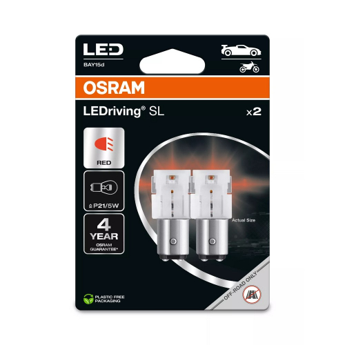 Balenie OSRAM LEDriving SL BAY15d s červenými LED žiarovkami P21/5W