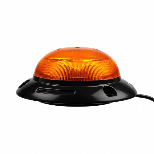 Nízkoprofilový LED maják UFO s oranžovým krytom a čiernou magnetickou základňou